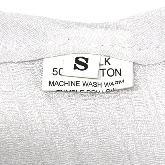 Boho White Sleeveless Blouse S Silk Cotton Embroidered Floral Circles Layered - Picture 8 of 8